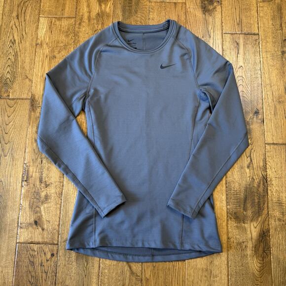 Nike Other - Nike Pro Shirt Mens S Grey Fitted DriFit Swoosh Fleece Lined Compression